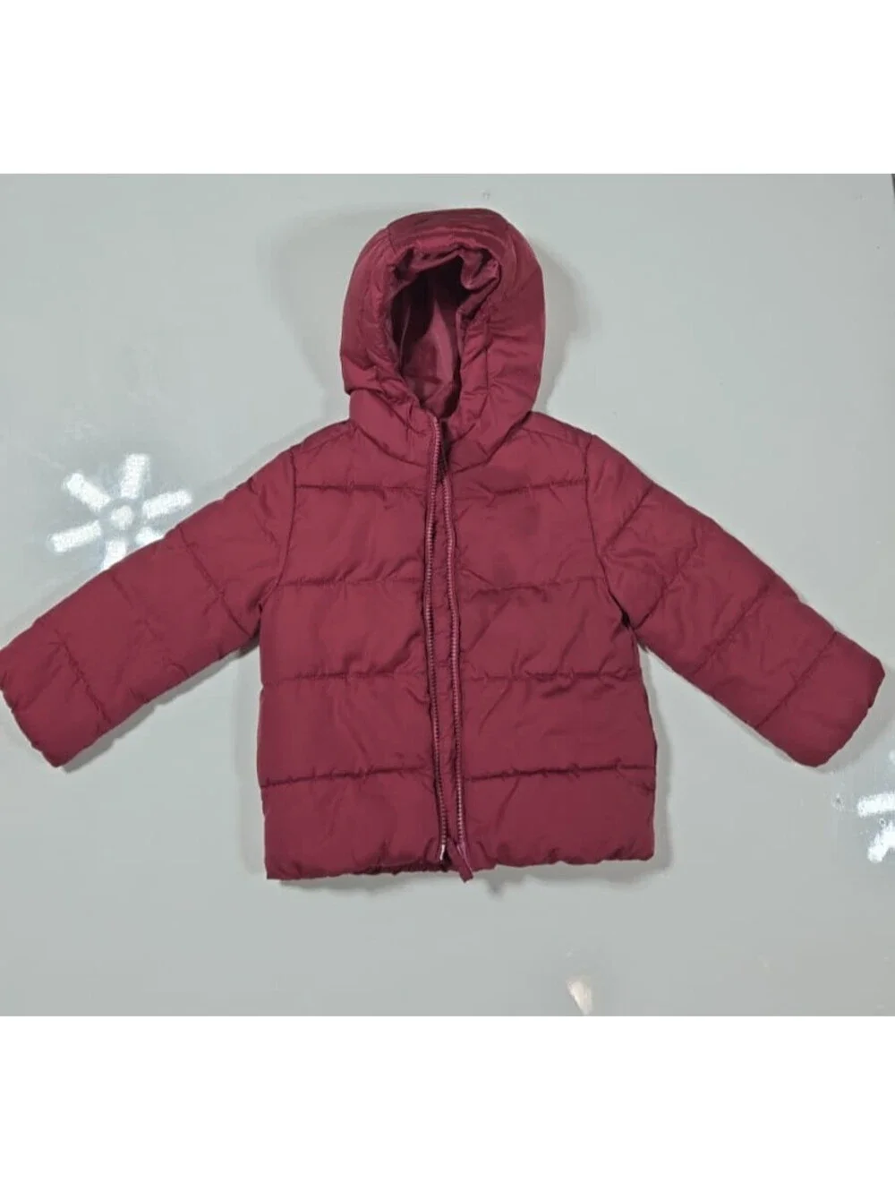 Children’s Place Puffer Jacket – Maroon Hooded Size 3T